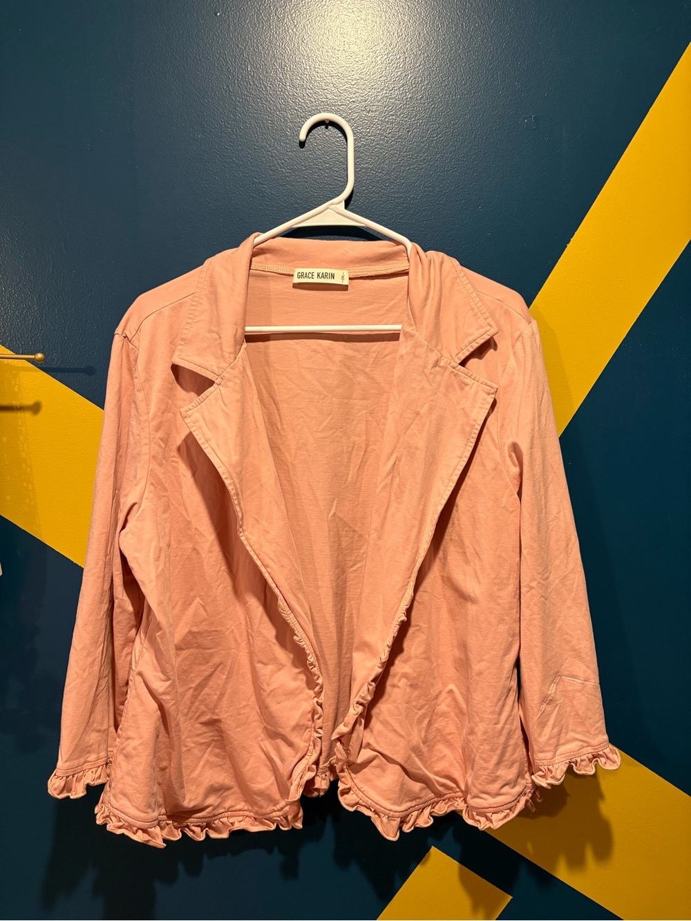 Grace Karin Blush Pink Ruffle Trim Blazer NWOT